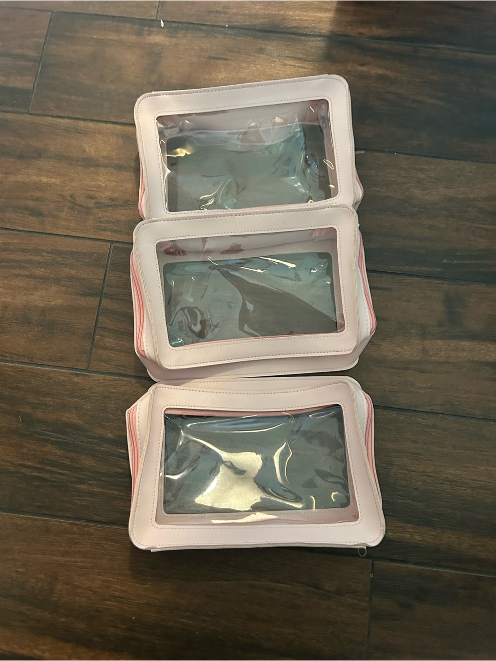 Set of 3 Clear Window Travel Pouches - Light Pink